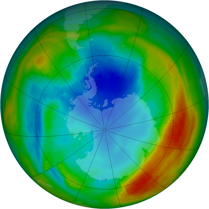 Antarctic ozone map for 10 August 1988